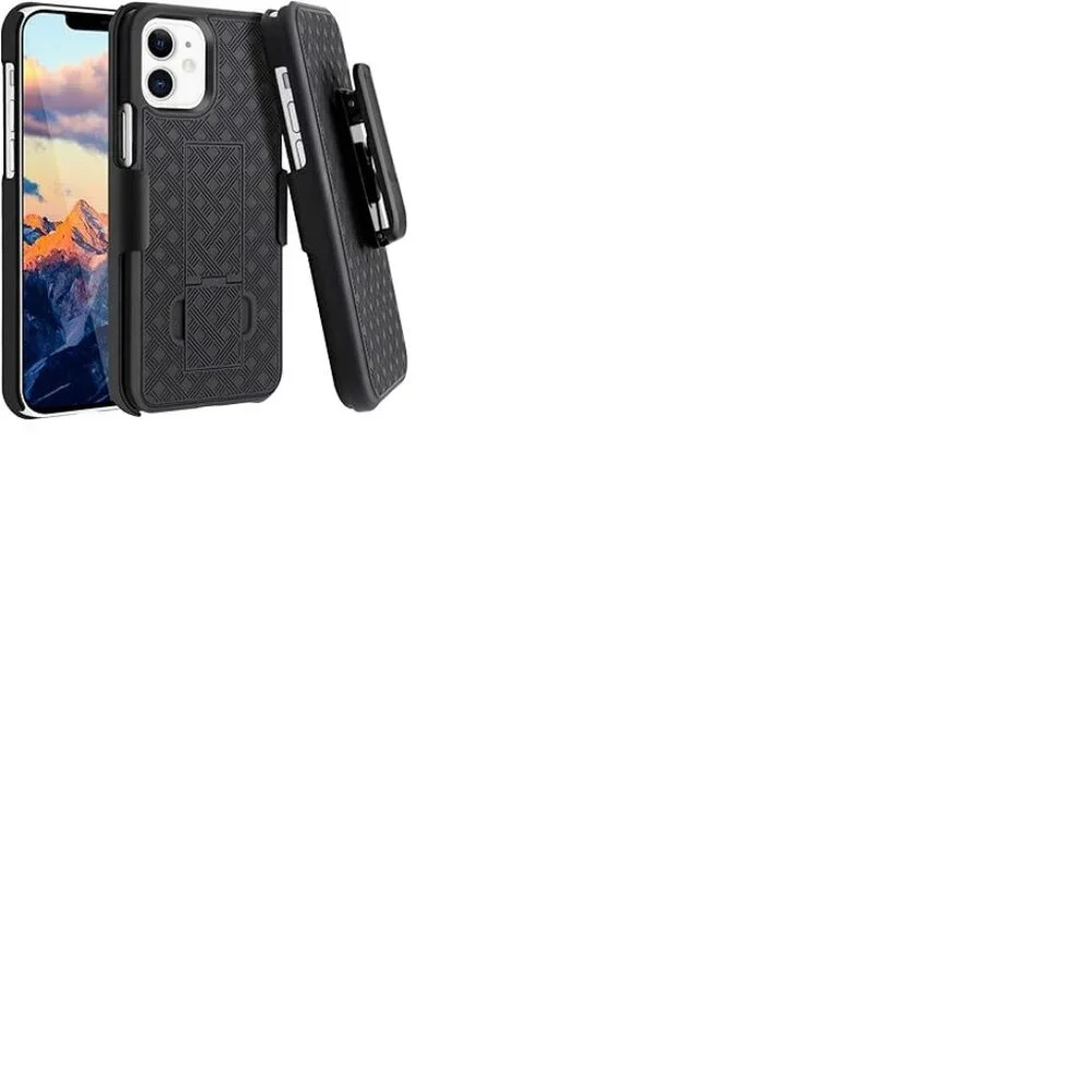 NEW BLACK DURO COMBO CASE SHELL HOLSTER SKIN COVER IPHONE 12 CELL PHONE